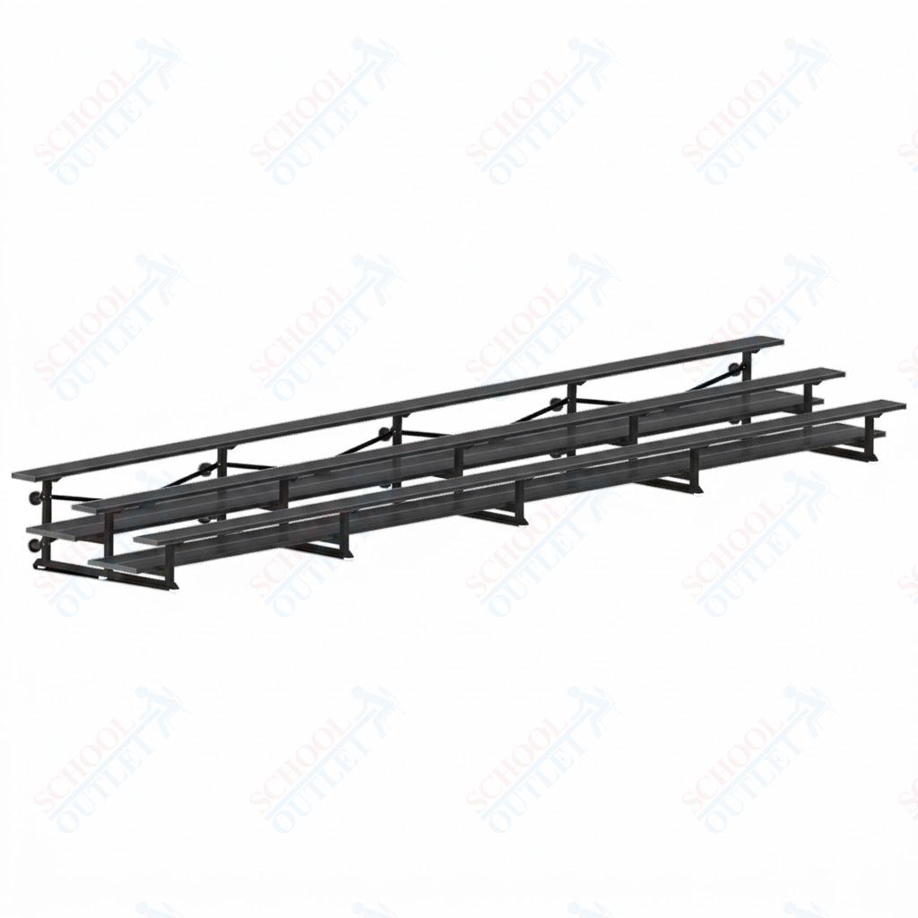 Jaypro Sports Bleacher  - 3 Row - Tip & Roll, Double Foot Plank, Powder Coated - 27' L (BLDP-327TRGPC)