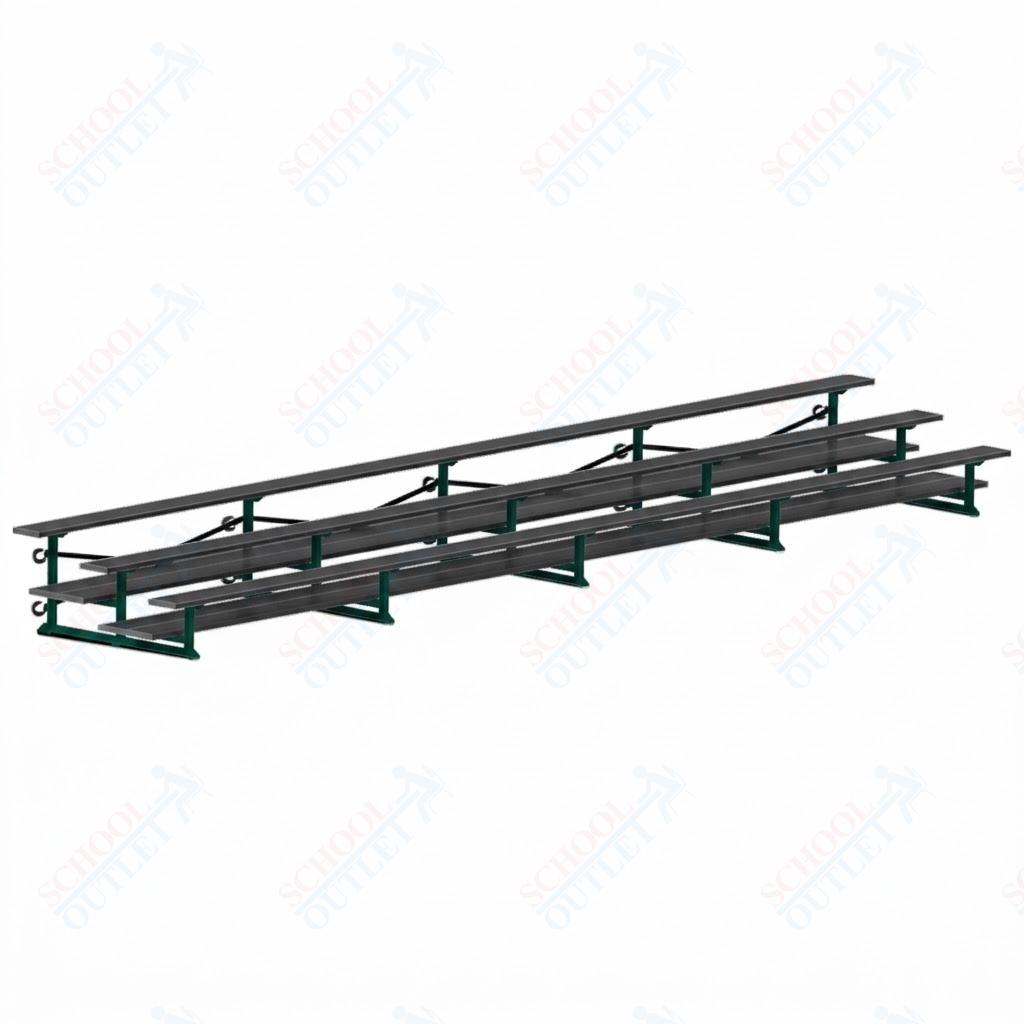 Jaypro Sports Bleacher  - 3 Row - Tip & Roll, Double Foot Plank, Powder Coated - 27' L (BLDP-327TRGPC)