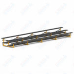 Jaypro Sports Bleacher  - 3 Row - Tip & Roll, Double Foot Plank, Powder Coated - 27' L (BLDP-327TRGPC)