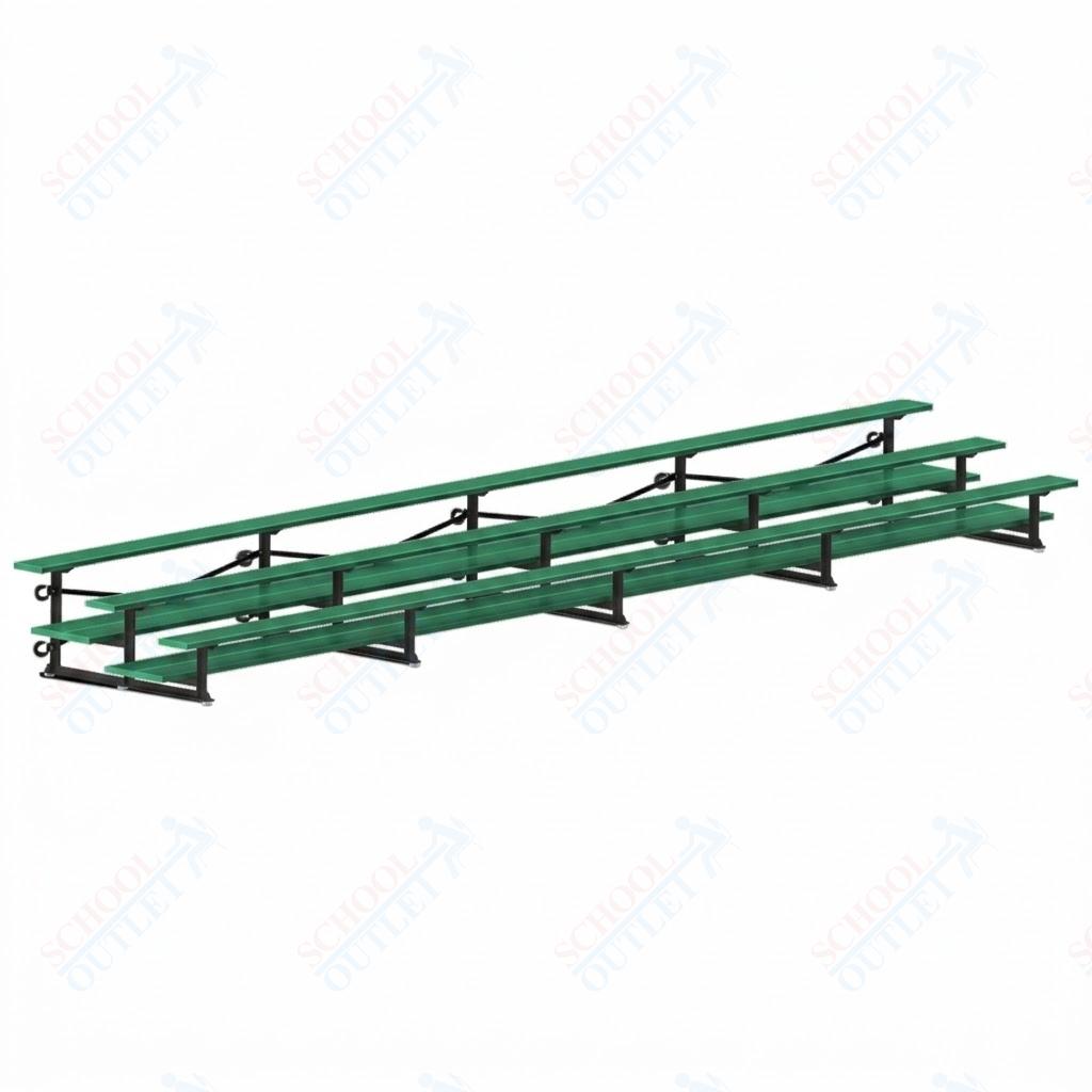 Jaypro Sports Bleacher  - 3 Row - Tip & Roll, Double Foot Plank, Powder Coated - 27' L (BLDP-327TRGPC)