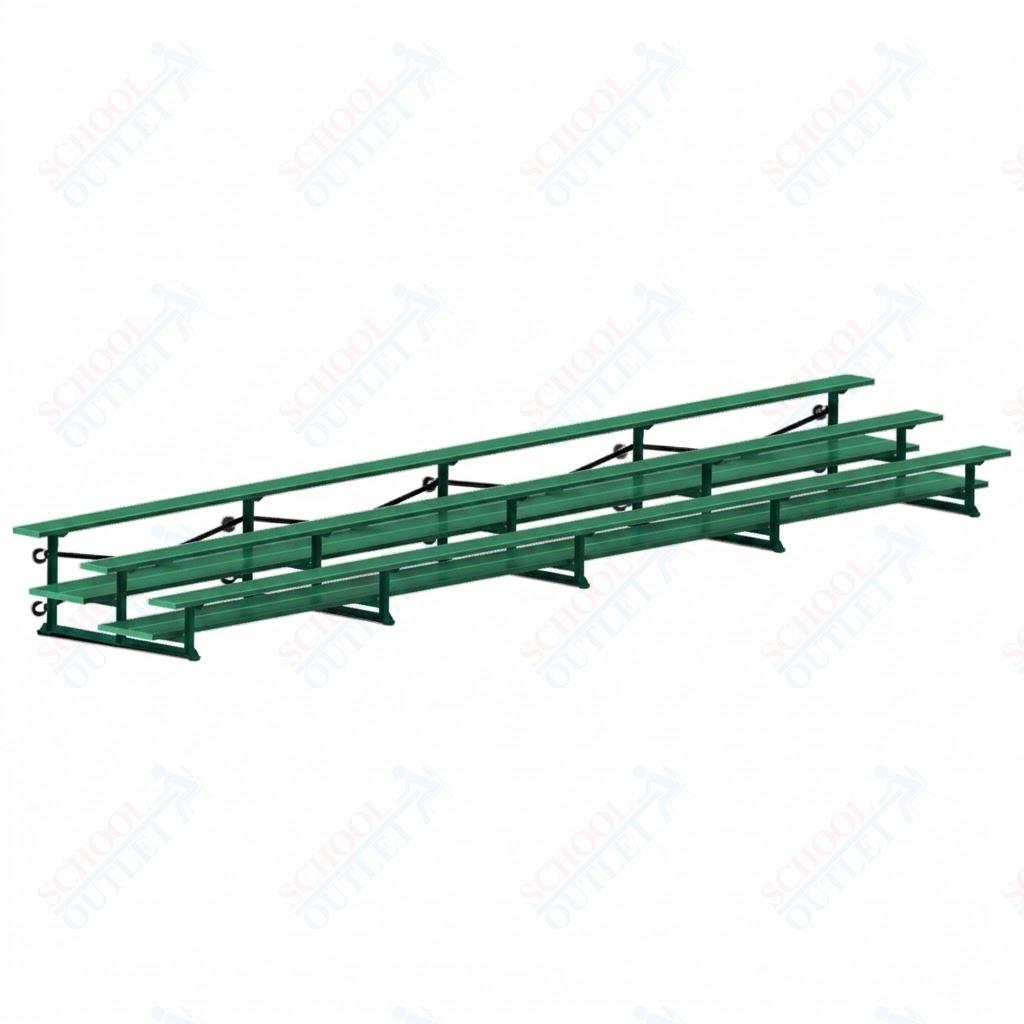 Jaypro Sports Bleacher  - 3 Row - Tip & Roll, Double Foot Plank, Powder Coated - 27' L (BLDP-327TRGPC)