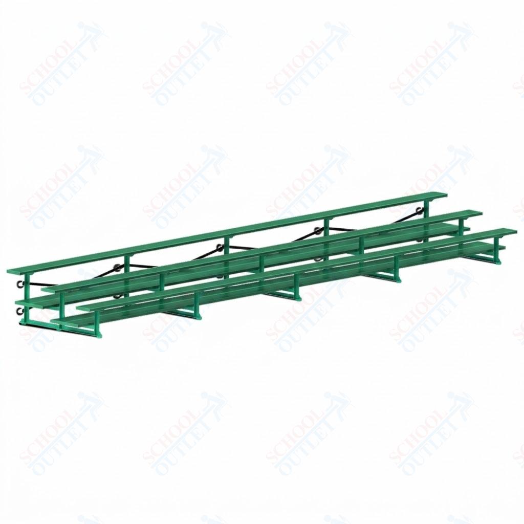 Jaypro Sports Bleacher  - 3 Row - Tip & Roll, Double Foot Plank, Powder Coated - 27' L (BLDP-327TRGPC)