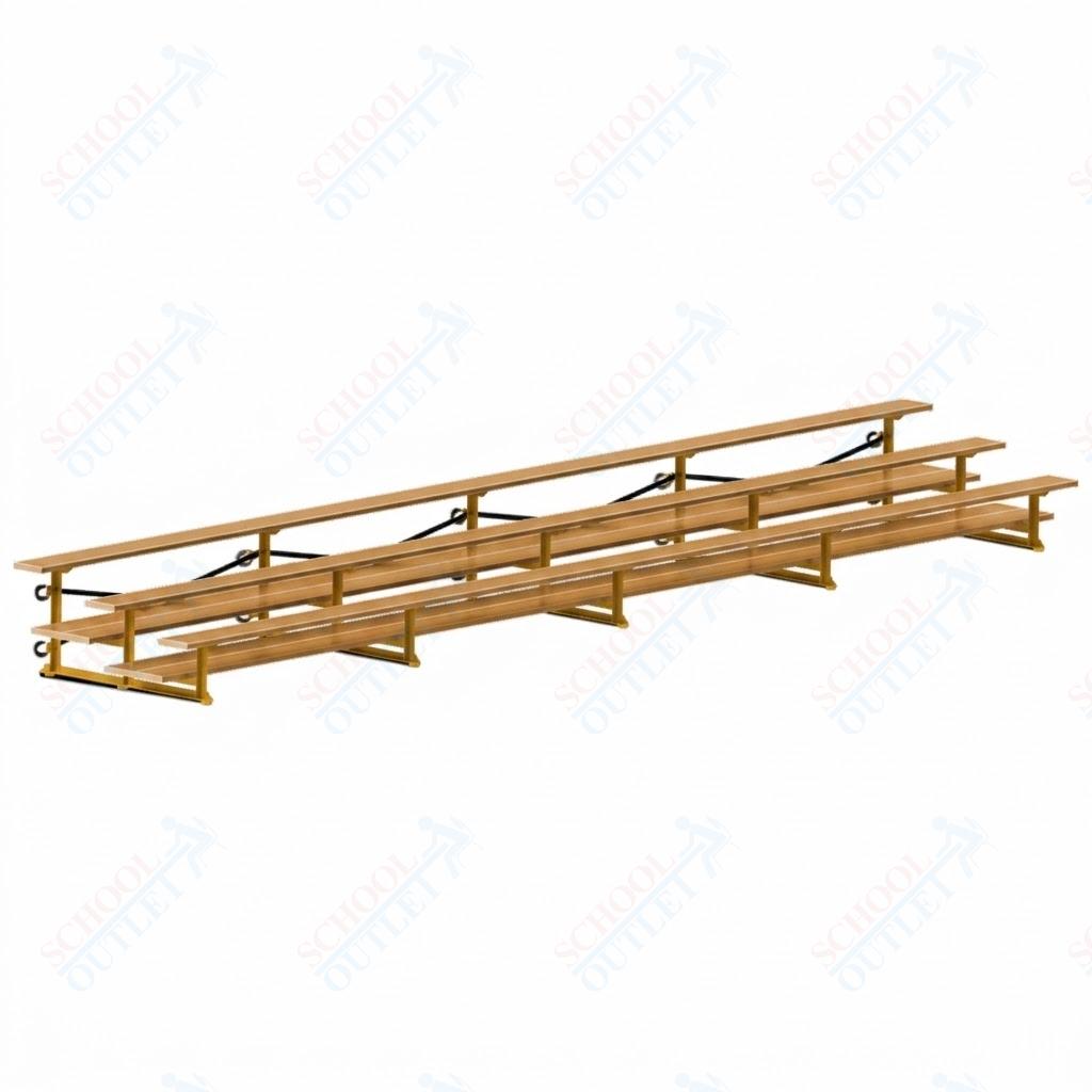Jaypro Sports Bleacher  - 3 Row - Tip & Roll, Double Foot Plank, Powder Coated - 27' L (BLDP-327TRGPC)