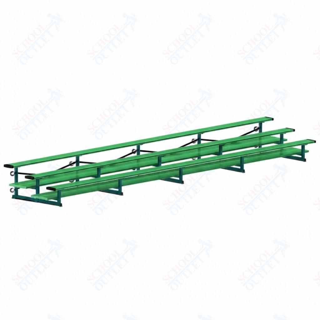 Jaypro Sports Bleacher  - 3 Row - Tip & Roll, Double Foot Plank, Powder Coated - 27' L (BLDP-327TRGPC)