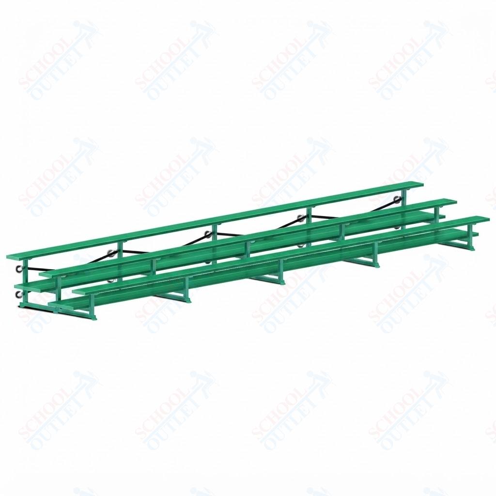 Jaypro Sports Bleacher  - 3 Row - Tip & Roll, Double Foot Plank, Powder Coated - 27' L (BLDP-327TRGPC)
