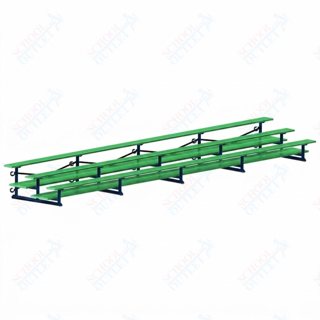 Jaypro Sports Bleacher  - 3 Row - Tip & Roll, Double Foot Plank, Powder Coated - 27' L (BLDP-327TRGPC)