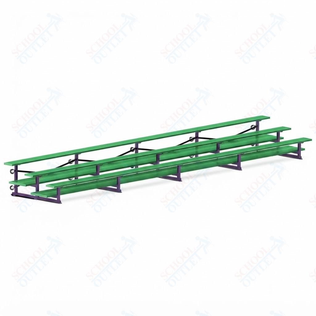 Jaypro Sports Bleacher  - 3 Row - Tip & Roll, Double Foot Plank, Powder Coated - 27' L (BLDP-327TRGPC)