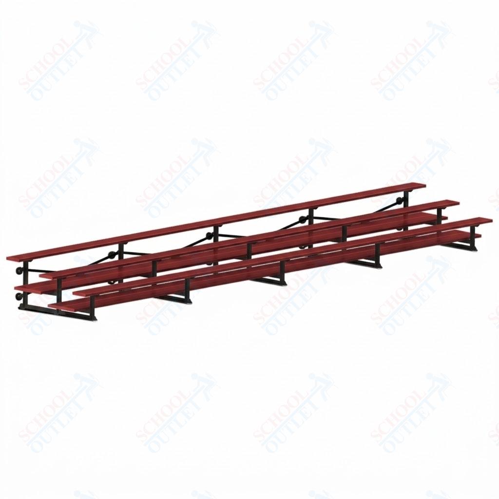 Jaypro Sports Bleacher  - 3 Row - Tip & Roll, Double Foot Plank, Powder Coated - 27' L (BLDP-327TRGPC)