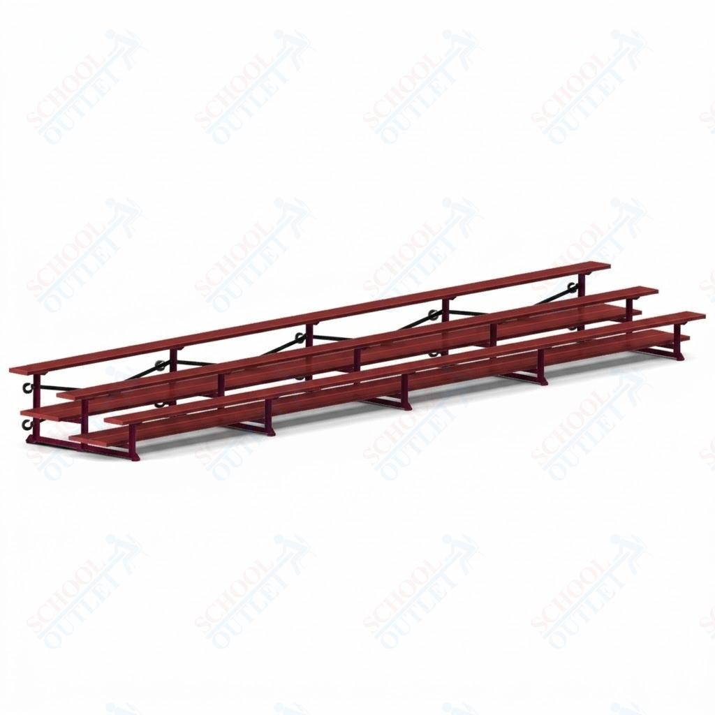 Jaypro Sports Bleacher  - 3 Row - Tip & Roll, Double Foot Plank, Powder Coated - 27' L (BLDP-327TRGPC)