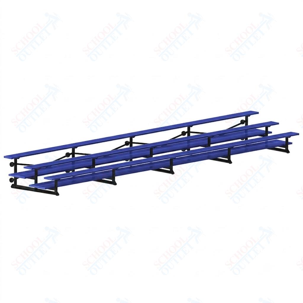 Jaypro Sports Bleacher  - 3 Row - Tip & Roll, Double Foot Plank, Powder Coated - 27' L (BLDP-327TRGPC)