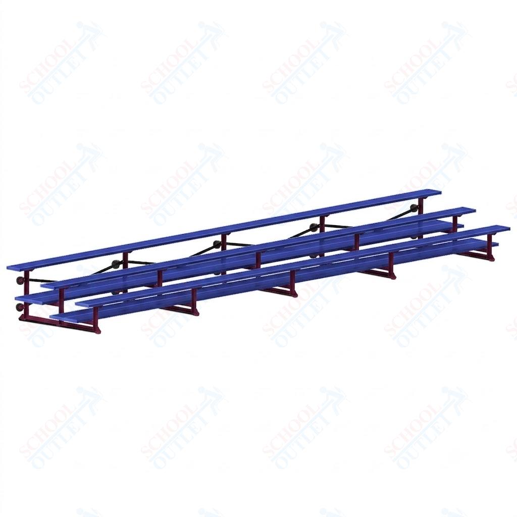 Jaypro Sports Bleacher  - 3 Row - Tip & Roll, Double Foot Plank, Powder Coated - 27' L (BLDP-327TRGPC)