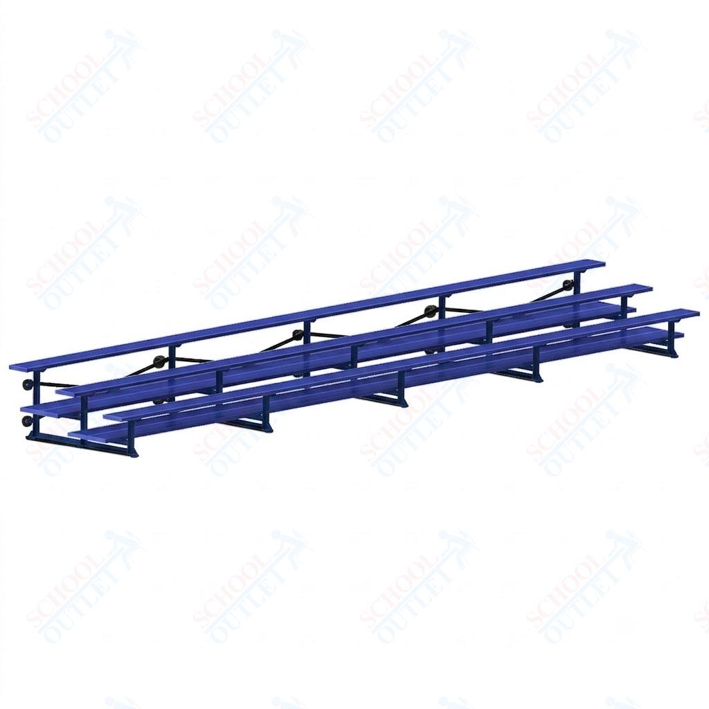 Jaypro Sports Bleacher  - 3 Row - Tip & Roll, Double Foot Plank, Powder Coated - 27' L (BLDP-327TRGPC)