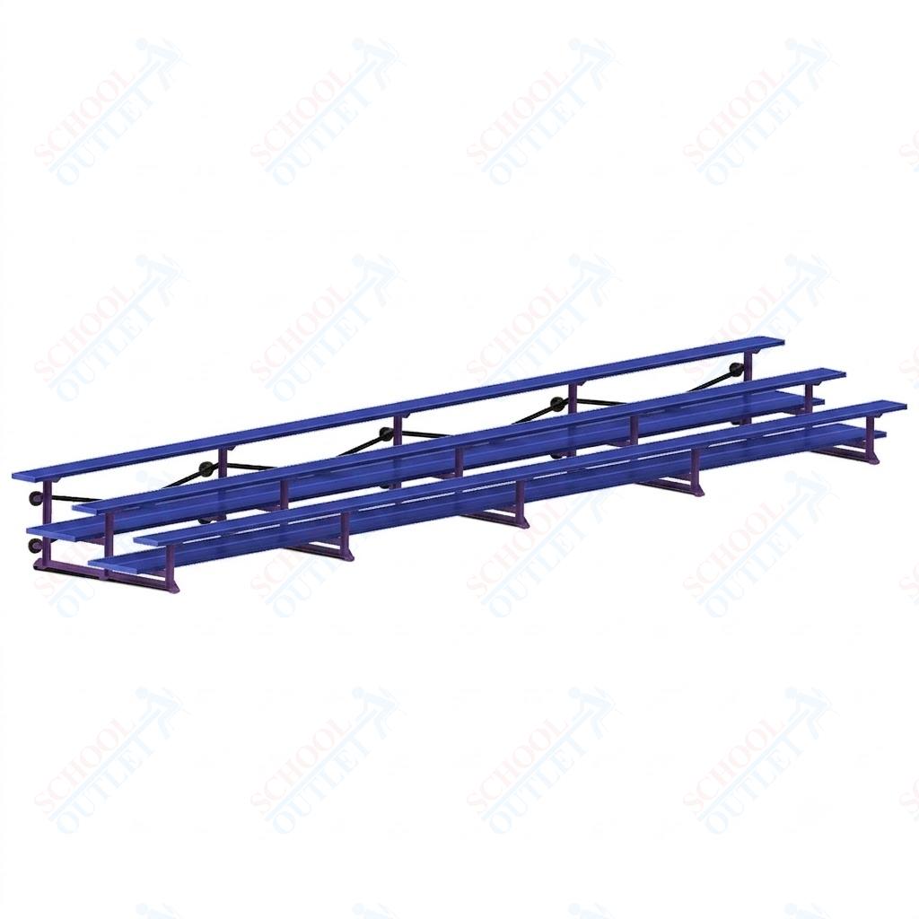 Jaypro Sports Bleacher  - 3 Row - Tip & Roll, Double Foot Plank, Powder Coated - 27' L (BLDP-327TRGPC)