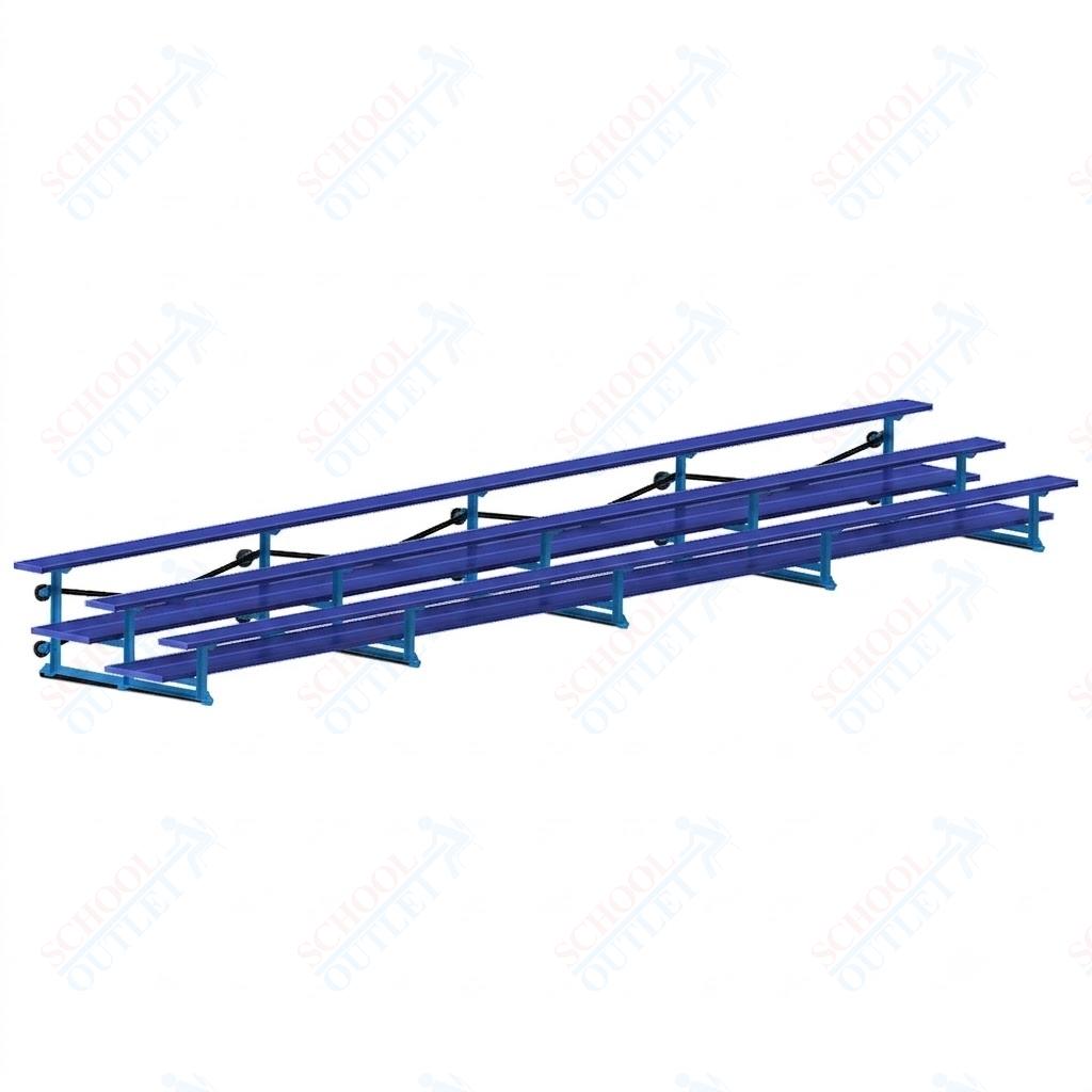 Jaypro Sports Bleacher  - 3 Row - Tip & Roll, Double Foot Plank, Powder Coated - 27' L (BLDP-327TRGPC)