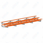 Jaypro Sports Bleacher  - 3 Row - Tip & Roll, Double Foot Plank, Powder Coated - 27' L (BLDP-327TRGPC)
