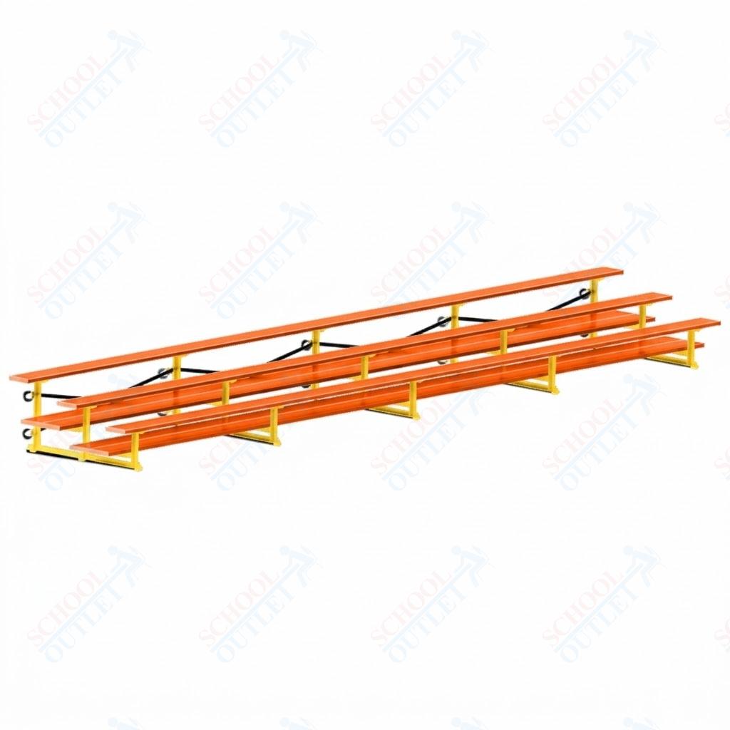 Jaypro Sports Bleacher  - 3 Row - Tip & Roll, Double Foot Plank, Powder Coated - 27' L (BLDP-327TRGPC)