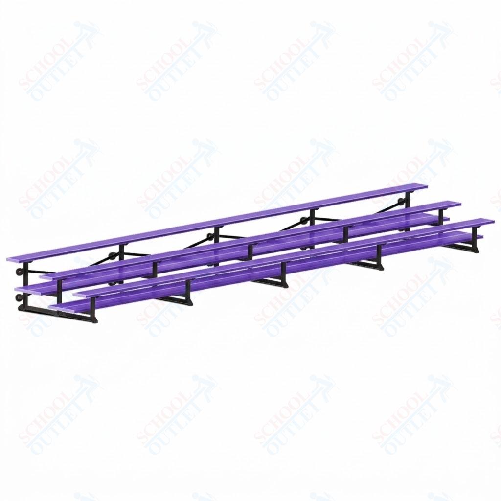 Jaypro Sports Bleacher  - 3 Row - Tip & Roll, Double Foot Plank, Powder Coated - 27' L (BLDP-327TRGPC)