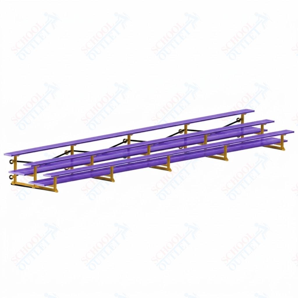 Jaypro Sports Bleacher  - 3 Row - Tip & Roll, Double Foot Plank, Powder Coated - 27' L (BLDP-327TRGPC)