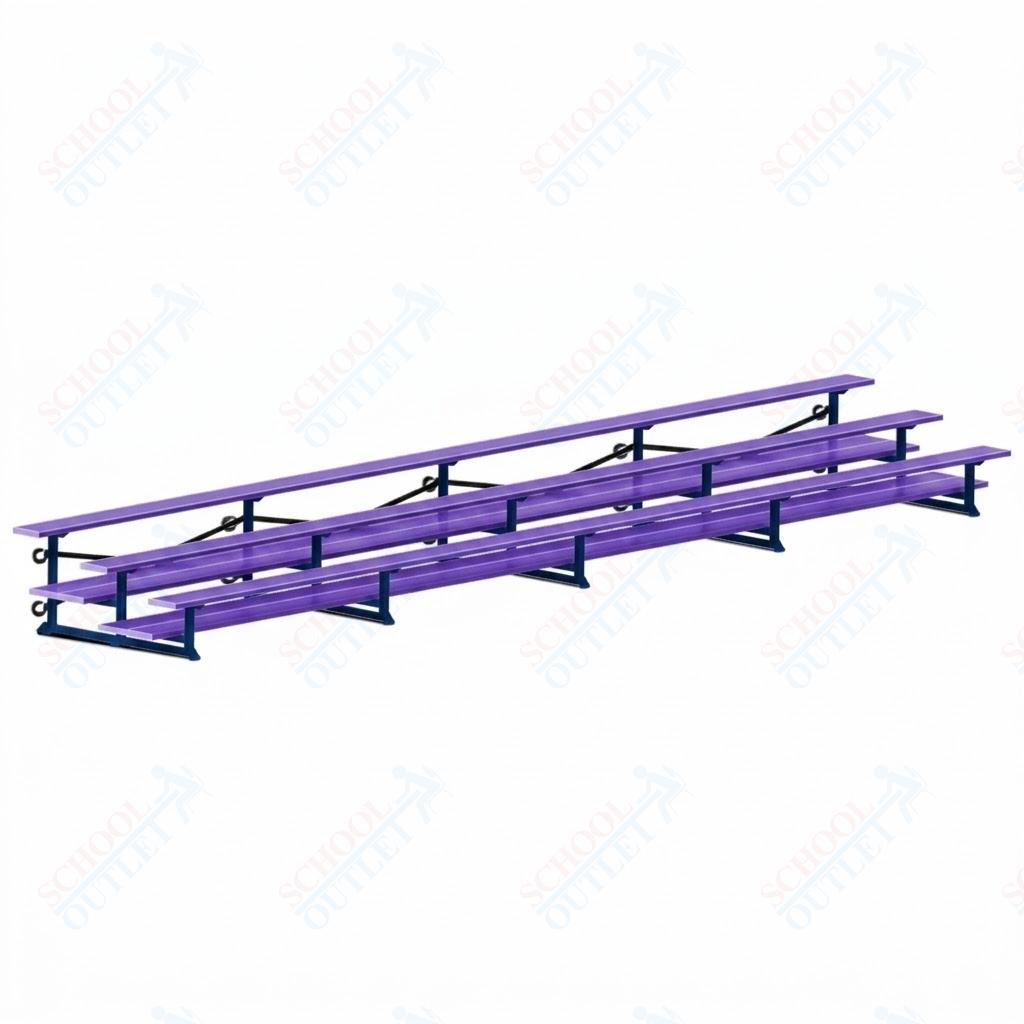 Jaypro Sports Bleacher  - 3 Row - Tip & Roll, Double Foot Plank, Powder Coated - 27' L (BLDP-327TRGPC)