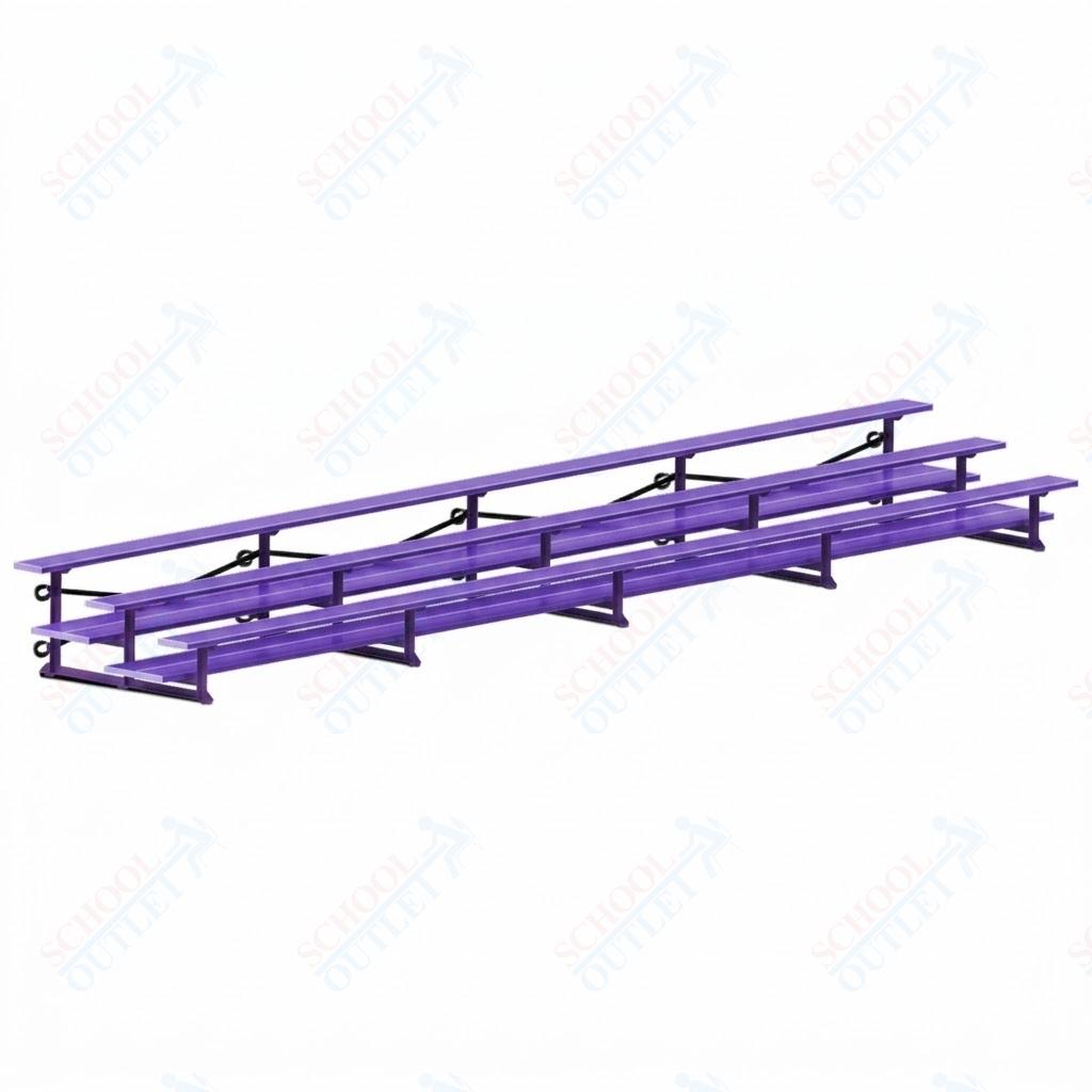 Jaypro Sports Bleacher  - 3 Row - Tip & Roll, Double Foot Plank, Powder Coated - 27' L (BLDP-327TRGPC)