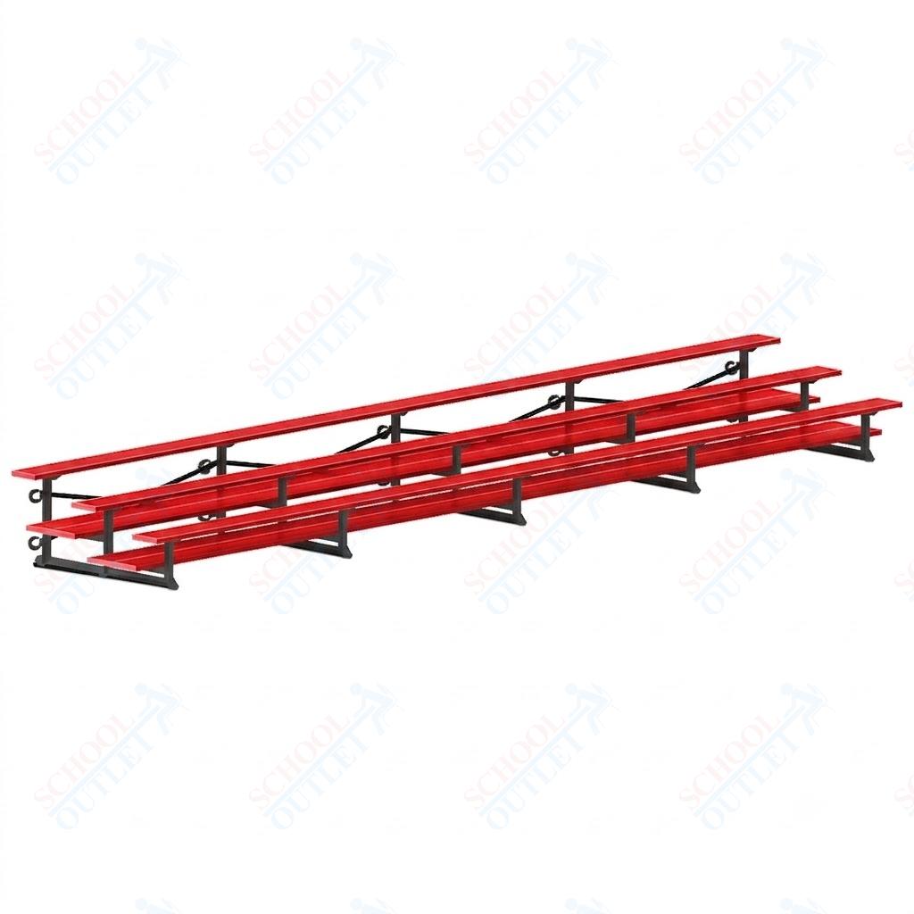Jaypro Sports Bleacher  - 3 Row - Tip & Roll, Double Foot Plank, Powder Coated - 27' L (BLDP-327TRGPC)