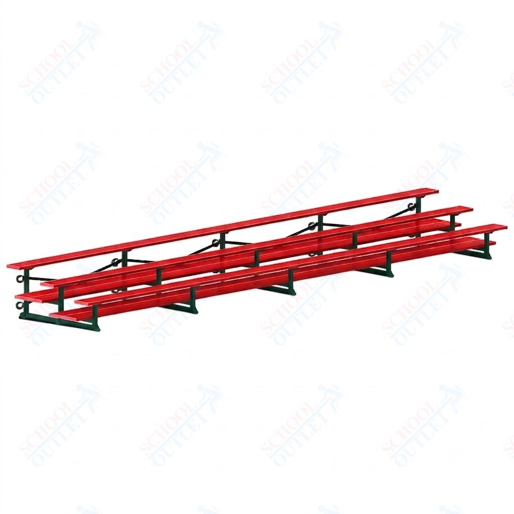 Jaypro Sports Bleacher  - 3 Row - Tip & Roll, Double Foot Plank, Powder Coated - 27' L (BLDP-327TRGPC)
