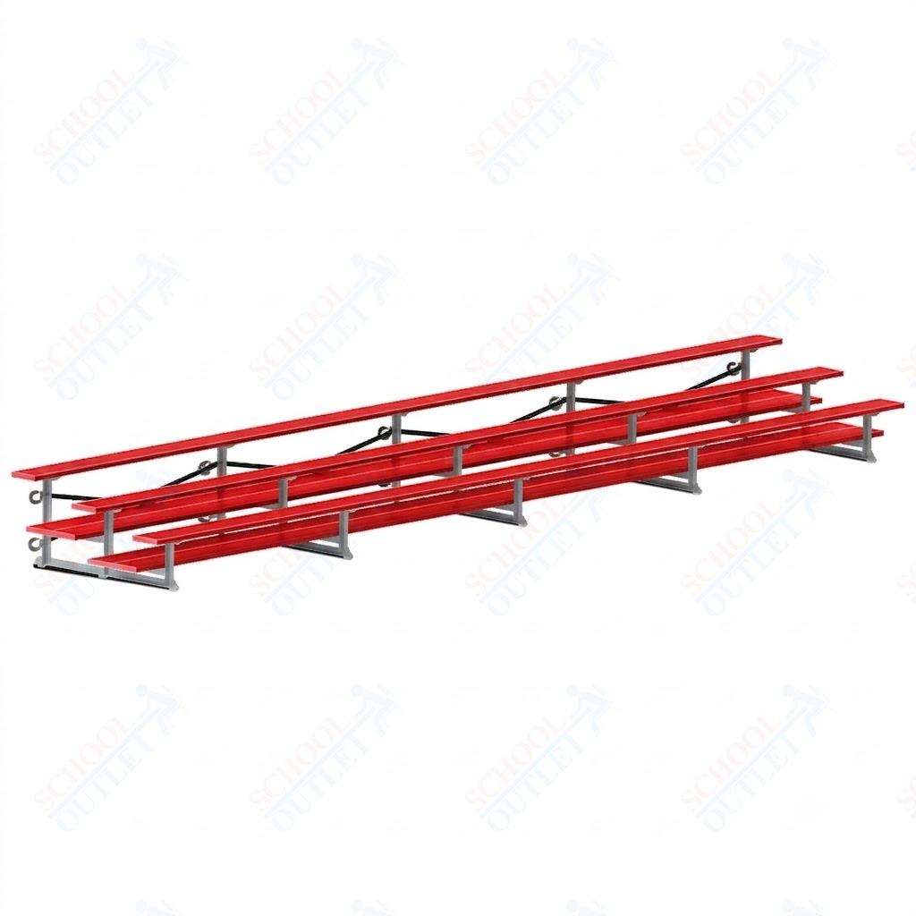 Jaypro Sports Bleacher  - 3 Row - Tip & Roll, Double Foot Plank, Powder Coated - 27' L (BLDP-327TRGPC)