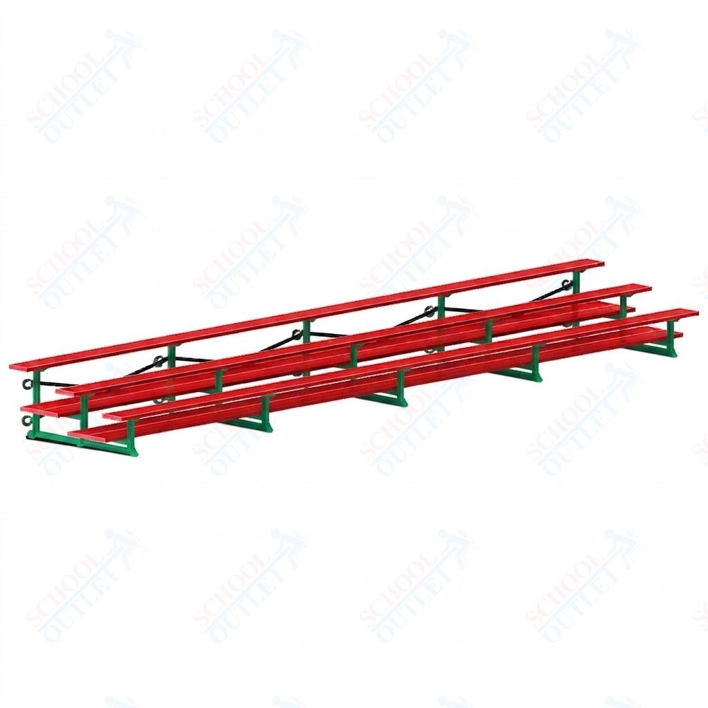 Jaypro Sports Bleacher  - 3 Row - Tip & Roll, Double Foot Plank, Powder Coated - 27' L (BLDP-327TRGPC)