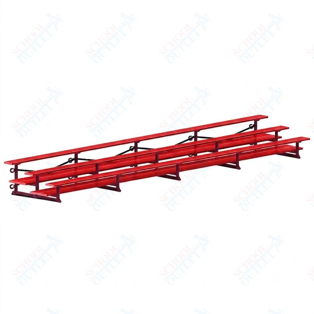 Jaypro Sports Bleacher  - 3 Row - Tip & Roll, Double Foot Plank, Powder Coated - 27' L (BLDP-327TRGPC)