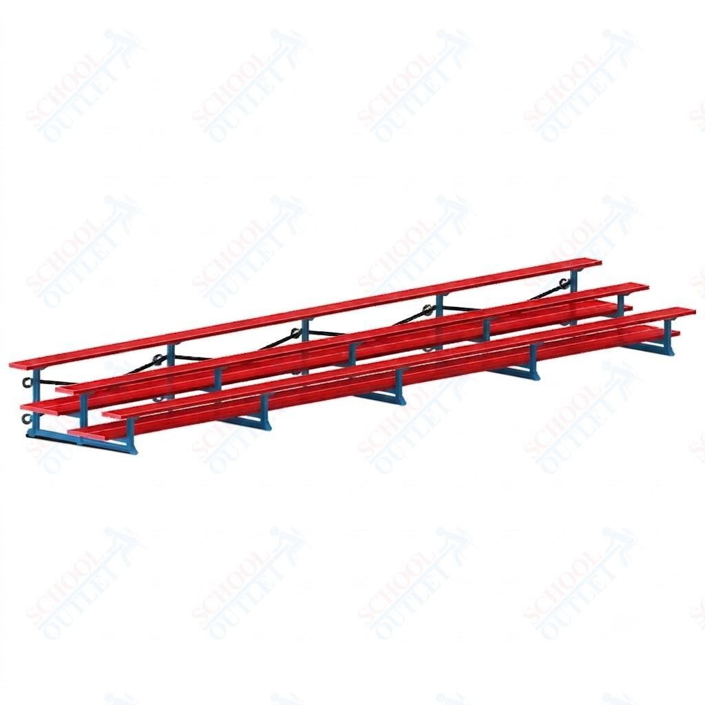 Jaypro Sports Bleacher  - 3 Row - Tip & Roll, Double Foot Plank, Powder Coated - 27' L (BLDP-327TRGPC)