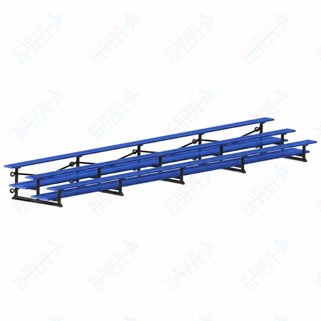Jaypro Sports Bleacher  - 3 Row - Tip & Roll, Double Foot Plank, Powder Coated - 27' L (BLDP-327TRGPC)