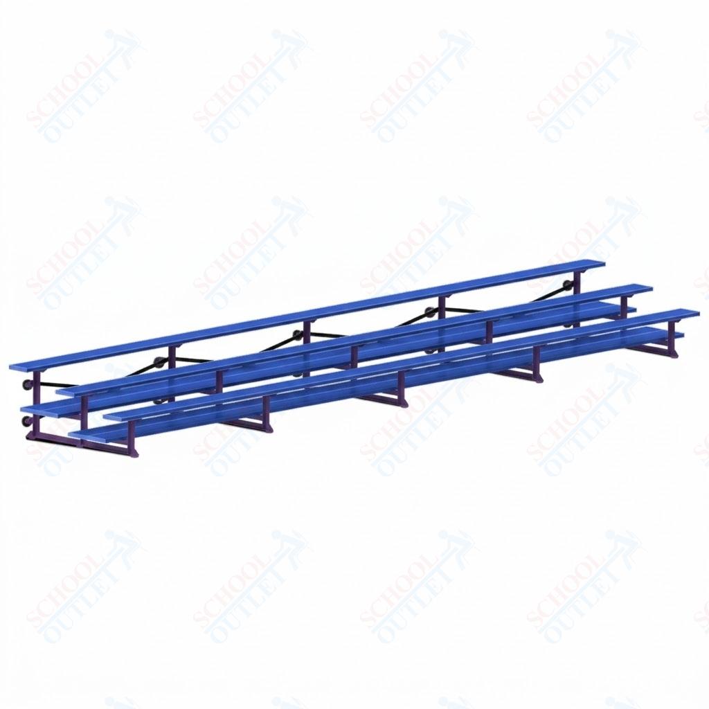 Jaypro Sports Bleacher  - 3 Row - Tip & Roll, Double Foot Plank, Powder Coated - 27' L (BLDP-327TRGPC)