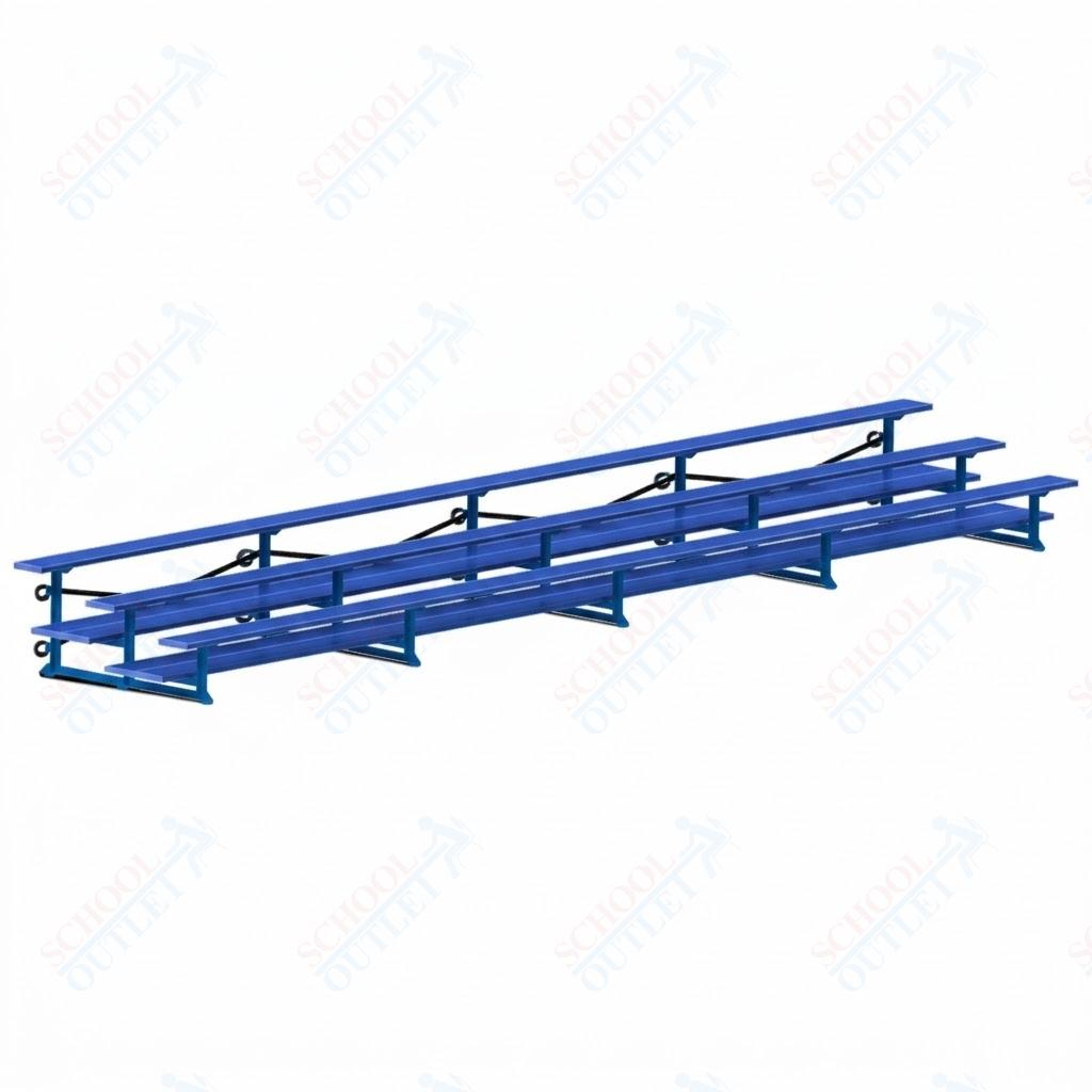 Jaypro Sports Bleacher  - 3 Row - Tip & Roll, Double Foot Plank, Powder Coated - 27' L (BLDP-327TRGPC)