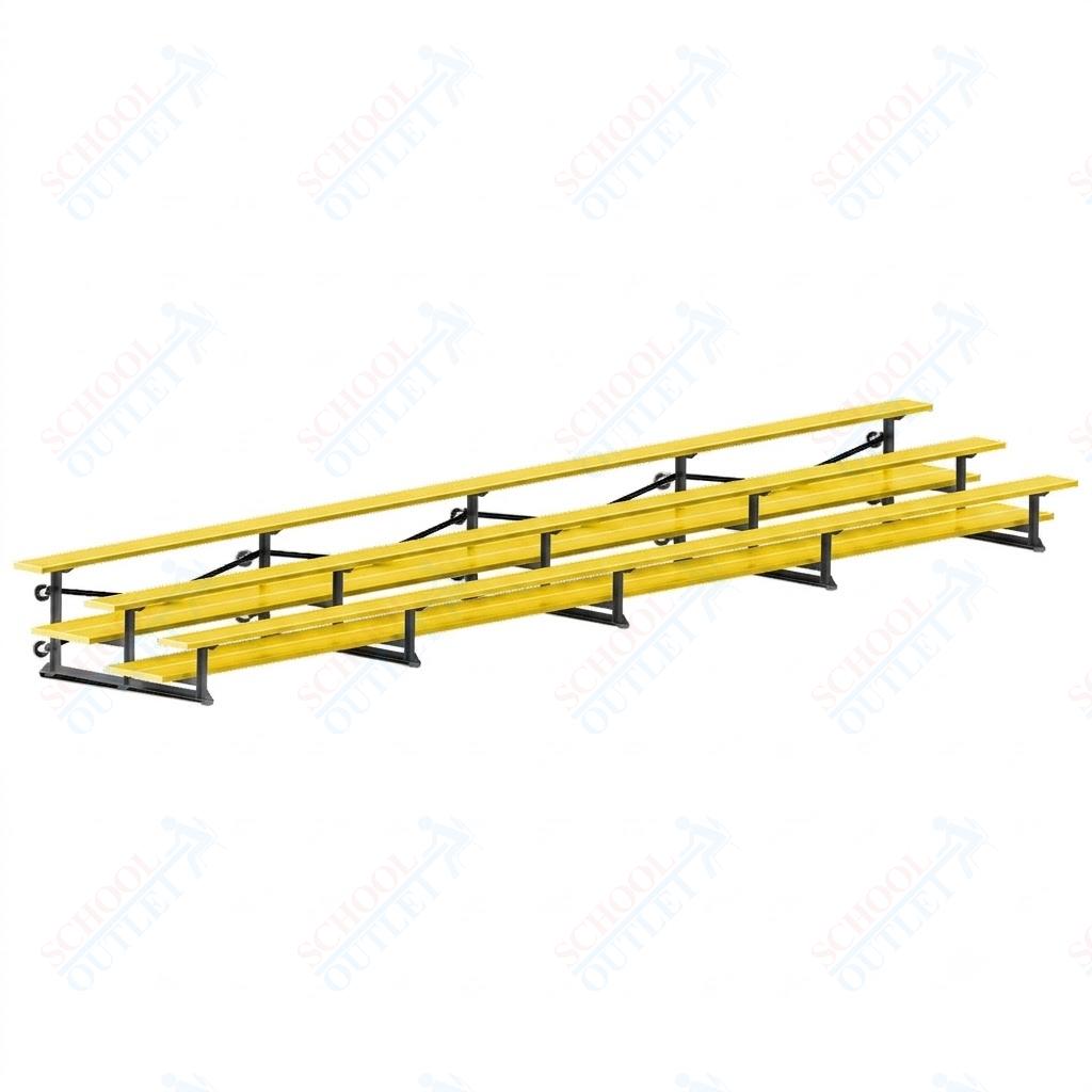 Jaypro Sports Bleacher  - 3 Row - Tip & Roll, Double Foot Plank, Powder Coated - 27' L (BLDP-327TRGPC)