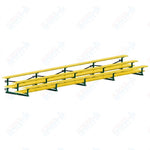 Jaypro Sports Bleacher  - 3 Row - Tip & Roll, Double Foot Plank, Powder Coated - 27' L (BLDP-327TRGPC)