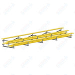 Jaypro Sports Bleacher  - 3 Row - Tip & Roll, Double Foot Plank, Powder Coated - 27' L (BLDP-327TRGPC)