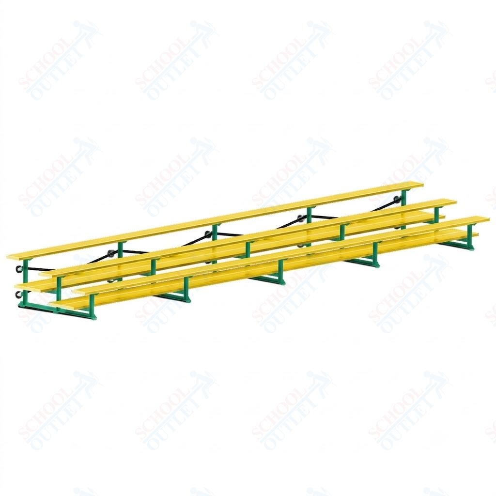Jaypro Sports Bleacher  - 3 Row - Tip & Roll, Double Foot Plank, Powder Coated - 27' L (BLDP-327TRGPC)