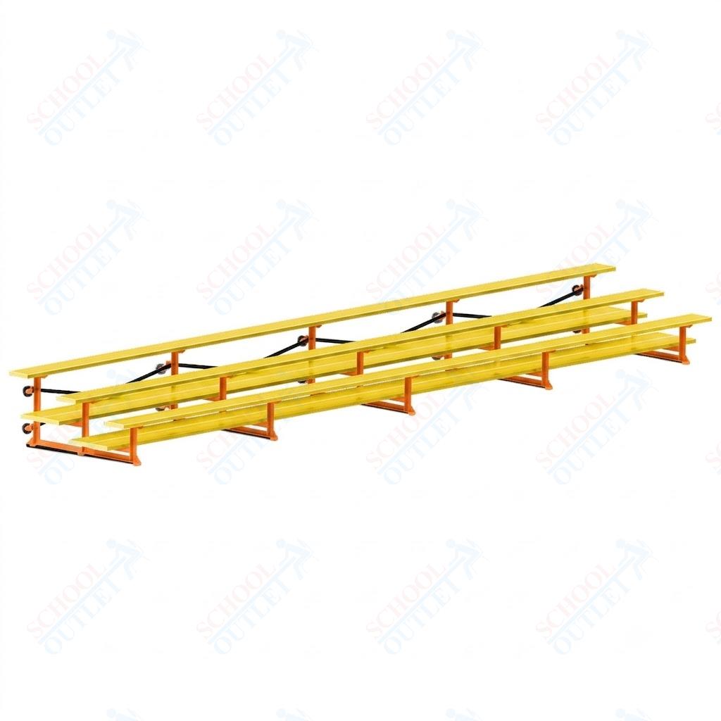Jaypro Sports Bleacher  - 3 Row - Tip & Roll, Double Foot Plank, Powder Coated - 27' L (BLDP-327TRGPC)