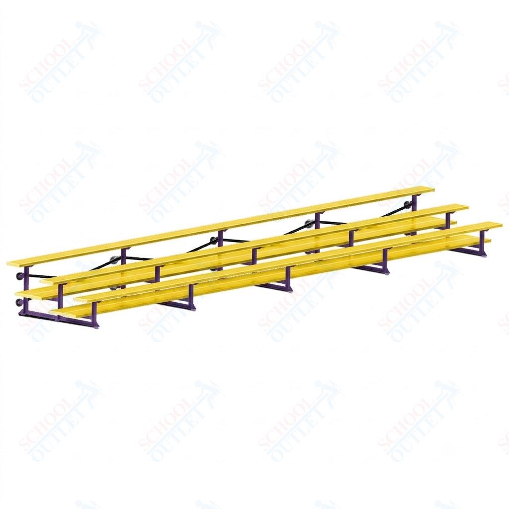 Jaypro Sports Bleacher  - 3 Row - Tip & Roll, Double Foot Plank, Powder Coated - 27' L (BLDP-327TRGPC)
