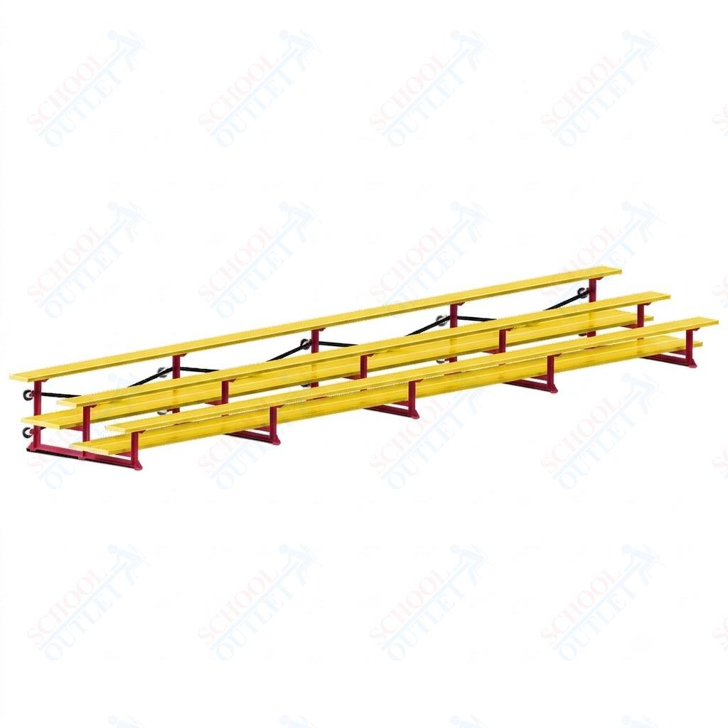 Jaypro Sports Bleacher  - 3 Row - Tip & Roll, Double Foot Plank, Powder Coated - 27' L (BLDP-327TRGPC)