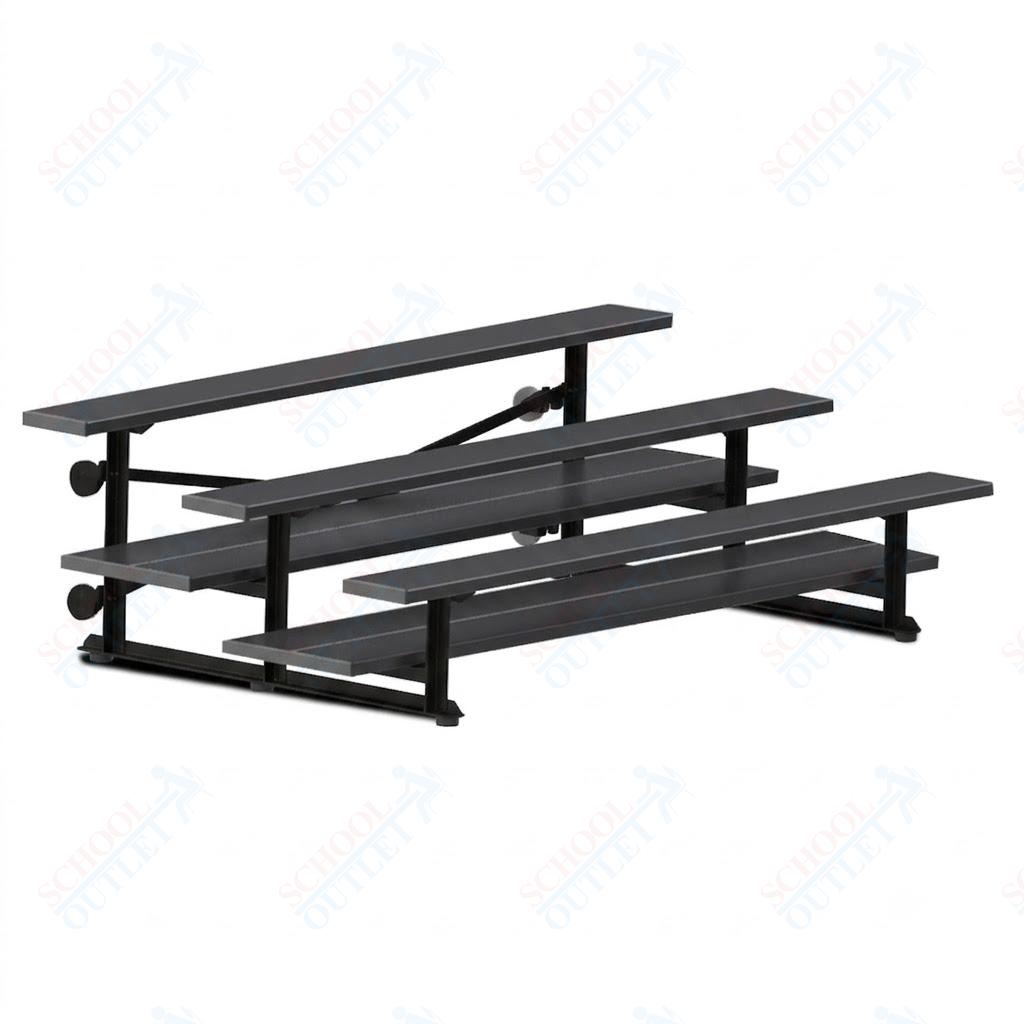 Jaypro Sports Bleacher  - 3 Row - Tip & Roll, Double Foot Plank, powder Coated - 7.5' L (BLDP-375TRGPC)