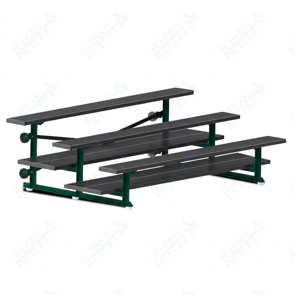 Jaypro Sports Bleacher  - 3 Row - Tip & Roll, Double Foot Plank, powder Coated - 7.5' L (BLDP-375TRGPC)