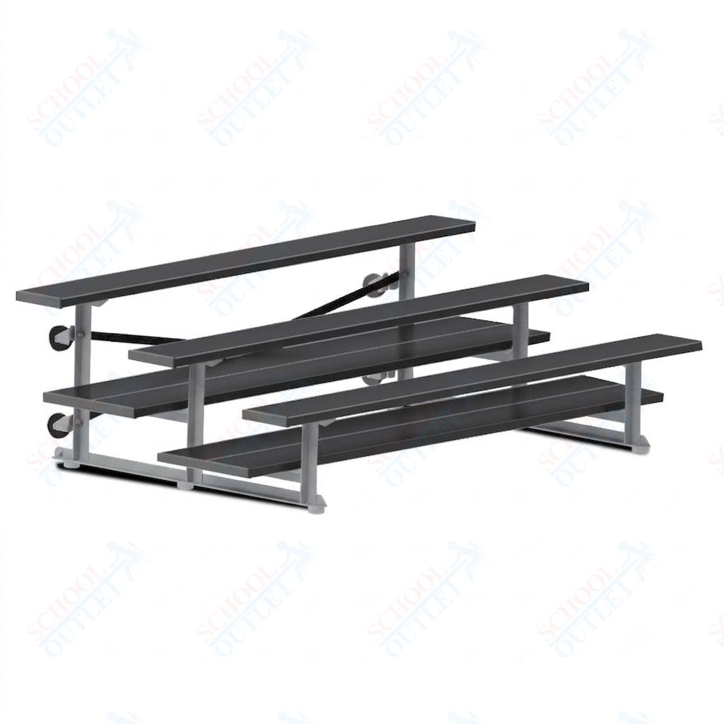 Jaypro Sports Bleacher  - 3 Row - Tip & Roll, Double Foot Plank, powder Coated - 7.5' L (BLDP-375TRGPC)