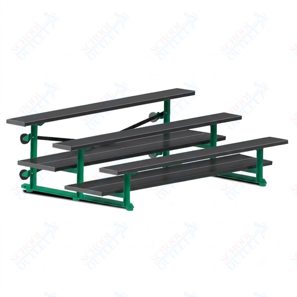 Jaypro Sports Bleacher  - 3 Row - Tip & Roll, Double Foot Plank, powder Coated - 7.5' L (BLDP-375TRGPC)