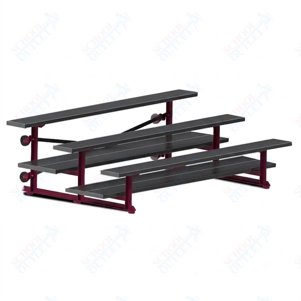 Jaypro Sports Bleacher  - 3 Row - Tip & Roll, Double Foot Plank, powder Coated - 7.5' L (BLDP-375TRGPC)
