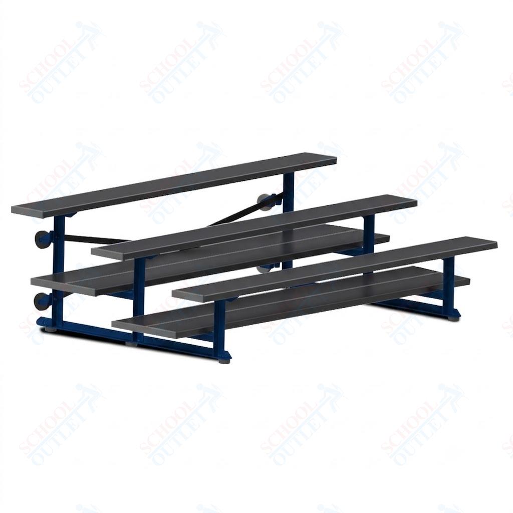 Jaypro Sports Bleacher  - 3 Row - Tip & Roll, Double Foot Plank, powder Coated - 7.5' L (BLDP-375TRGPC)