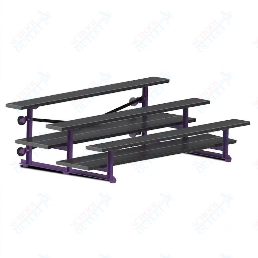 Jaypro Sports Bleacher  - 3 Row - Tip & Roll, Double Foot Plank, powder Coated - 7.5' L (BLDP-375TRGPC)