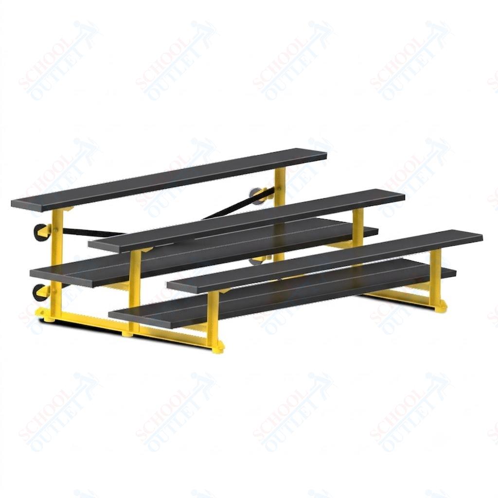 Jaypro Sports Bleacher  - 3 Row - Tip & Roll, Double Foot Plank, powder Coated - 7.5' L (BLDP-375TRGPC)
