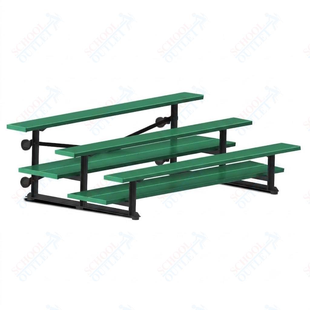 Jaypro Sports Bleacher  - 3 Row - Tip & Roll, Double Foot Plank, powder Coated - 7.5' L (BLDP-375TRGPC)