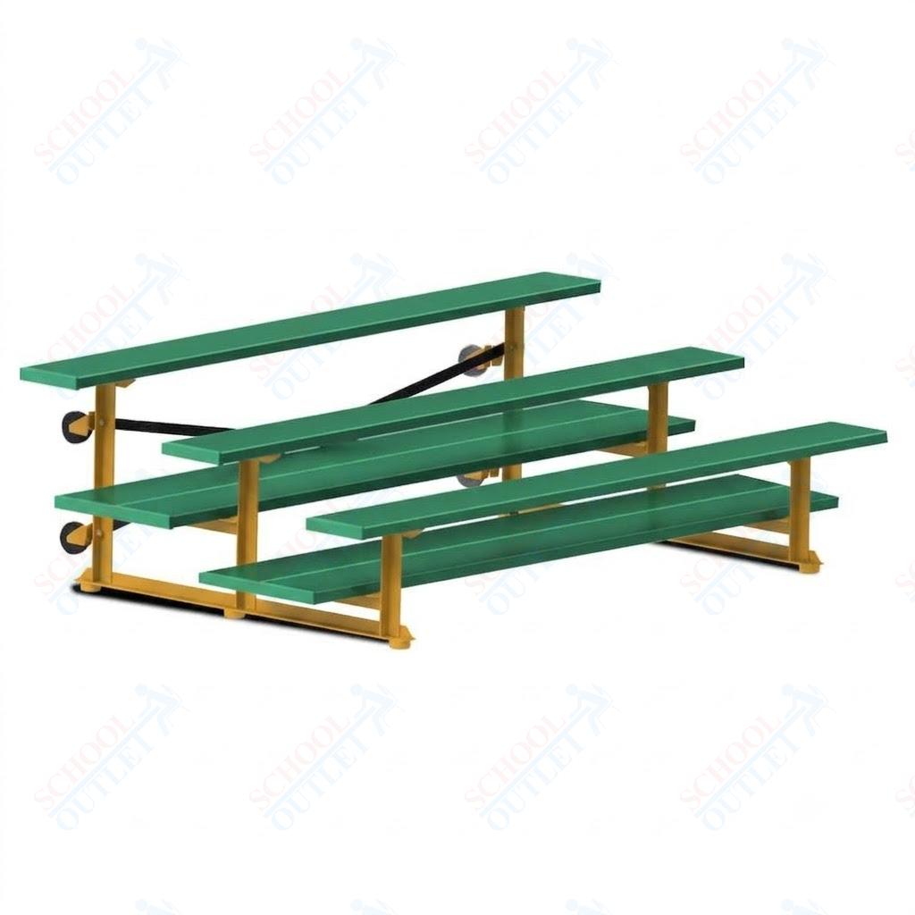 Jaypro Sports Bleacher  - 3 Row - Tip & Roll, Double Foot Plank, powder Coated - 7.5' L (BLDP-375TRGPC)
